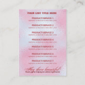 Ingrediënten op prijslijst Glitter Drift Roos Gold Visitekaartje (Achterkant)