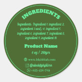 Ingrediënten Product Label Sticker (Voorkant)