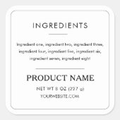 Ingrediënten Product Minimalistische Label (Voorkant)
