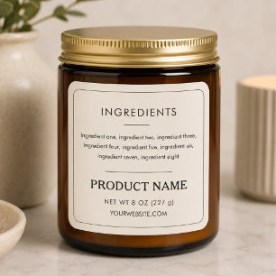 Ingrediënten Product Neutraal Minimalistisch Etike Vierkante Sticker