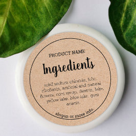 Ingrediënten Productlabel | Moderne, eenvoudige St Ronde Sticker