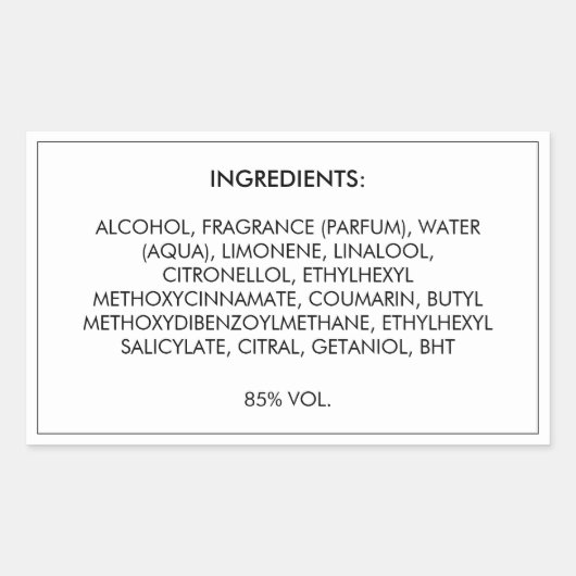 Ingrediënten Productlabel Rechthoekige Sticker (Voorkant)