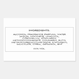 Ingrediënten Productlabel Rechthoekige Sticker