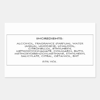 Ingrediënten Productlabel Rechthoekige Sticker