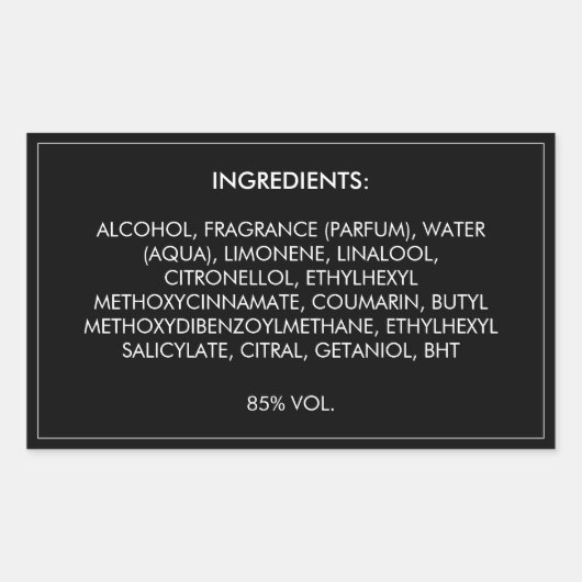 Ingrediënten Productlabel Rechthoekige Sticker (Voorkant)