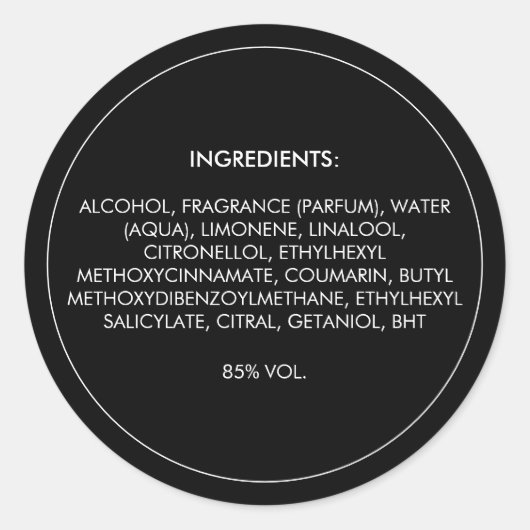 Ingrediënten Productlabel Ronde Sticker (Voorkant)