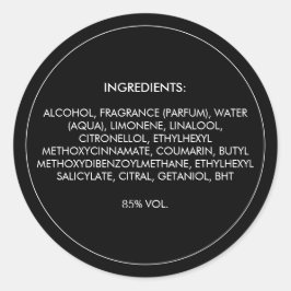 Ingrediënten Productlabel Ronde Sticker