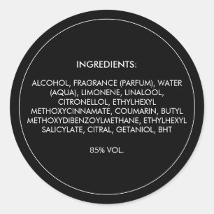 Ingrediënten Productlabel Ronde Sticker