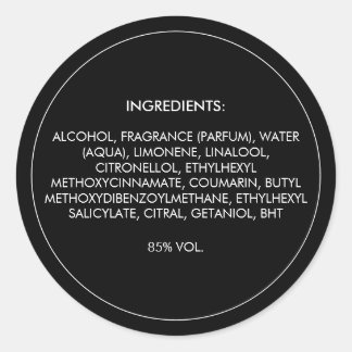 Ingrediënten Productlabel Ronde Sticker