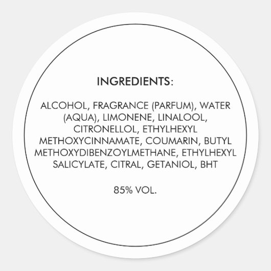 Ingrediënten Productlabel Ronde Sticker (Voorkant)