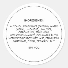 Ingrediënten Productlabel Ronde Sticker