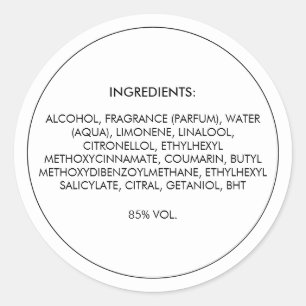 Ingrediënten Productlabel Ronde Sticker