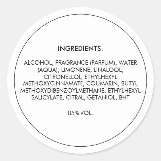 Ingrediënten Productlabel Ronde Sticker