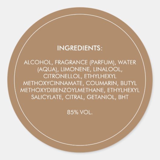 Ingrediënten Productlabel Ronde Sticker (Voorkant)