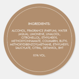 Ingrediënten Productlabel Ronde Sticker