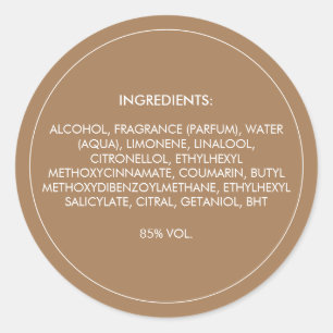 Ingrediënten Productlabel Ronde Sticker