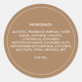 Ingrediënten Productlabel Ronde Sticker