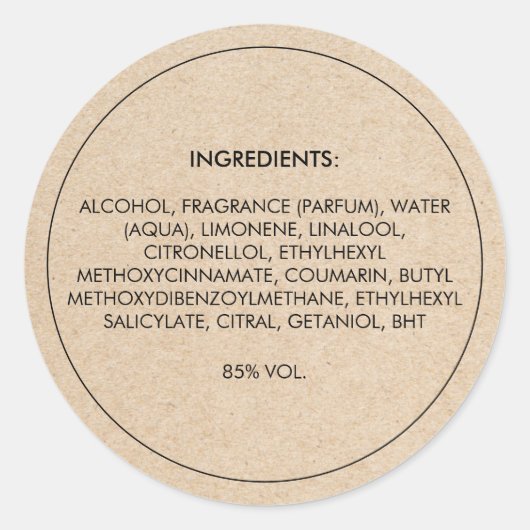 Ingrediënten Productlabel Stickers (Voorkant)
