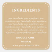 Ingrediënten Productlabel Vierkante Sticker (Voorkant)