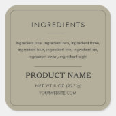 Ingrediënten Productlabel Vierkante Sticker (Voorkant)