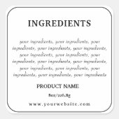 Ingrediënten Productlabel Vierkante Sticker (Voorkant)
