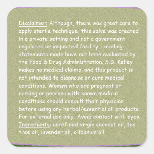 Ingrediënten van Floral & Gray/Disclaimer Squar Vierkante Sticker