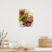 Ingrediënten voor cheeseburgers poster (Keuken)