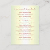 Ingrediënten voor druppelroze glitter-soap visitekaartje (Achterkant)