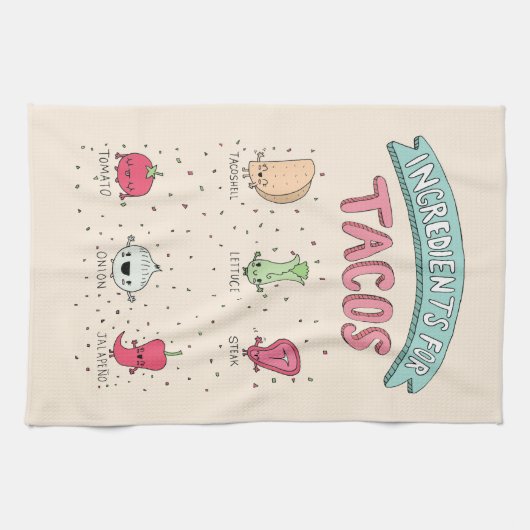 INGREDIËNTEN VOOR TACO’S THEEDOEK (Horizontaal)