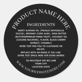Ingrediëntenlabel Eenvoudig Zwart Wit Ronde Sticker