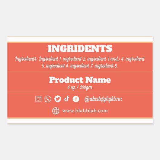 Ingrediëntenproductetiket Sticker (Voorkant)