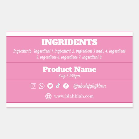 Ingrediëntenproductetiket Sticker (Voorkant)