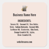 Ingrediëntlijst met de website van de Logo op Blus Vierkante Sticker (Voorkant)