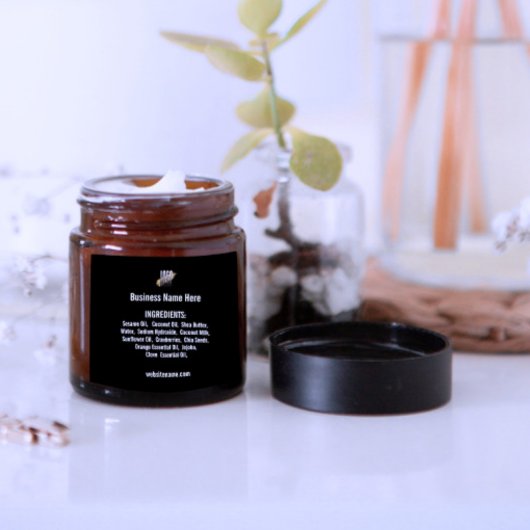 Ingrediëntlijst met Logo-website op zwart Vierkante Sticker