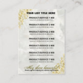 Ingredients Price List Product Range Gold Drids Visitekaartje (Achterkant)