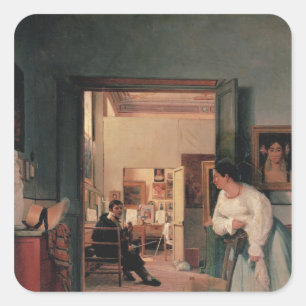 Ingres' Studio in Rome Vierkante Sticker