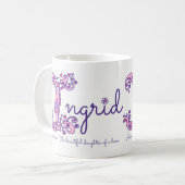 Ingrid naam betekent decoratieve I monogram mok (Voorkant links)