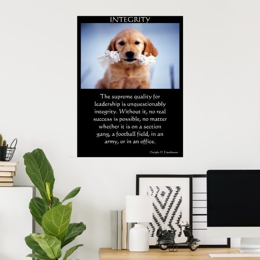 INGRITY Golden Retriever pupil met een wit touw Poster (Thuiskantoor)