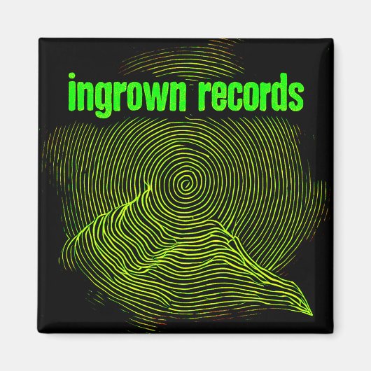 Ingrown Records Groene houtsnede spiraal klein Magneet (Voorkant)