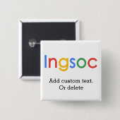 Ingsoc Orwell 1984 Google naar je kijkt Vierkante Button 5,1 Cm (Voorkant /achterkant)