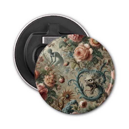 Inhabitable Doom – Gotisch Victoriaans bloemontwer Button Flesopener (Voorkant)