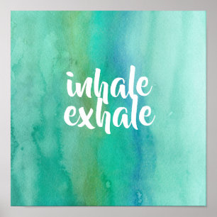 Inhalatie Meditatie Yoga Blue Turquoise Spa Poster