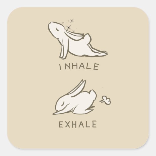 Inhale and exhale bunny vierkante sticker (Voorkant)