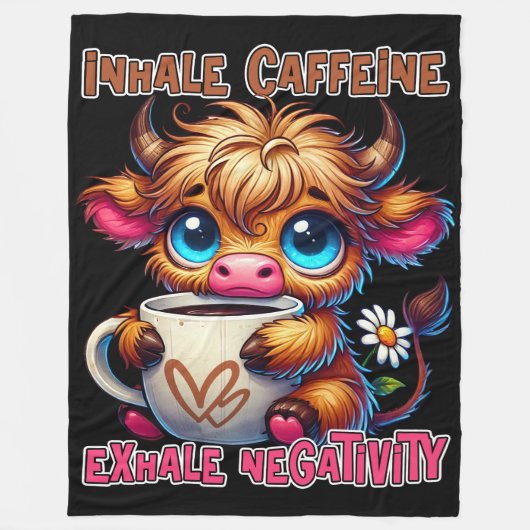 Inhale Caffeine Exhale Negativity Fleece Deken (Voorkant)