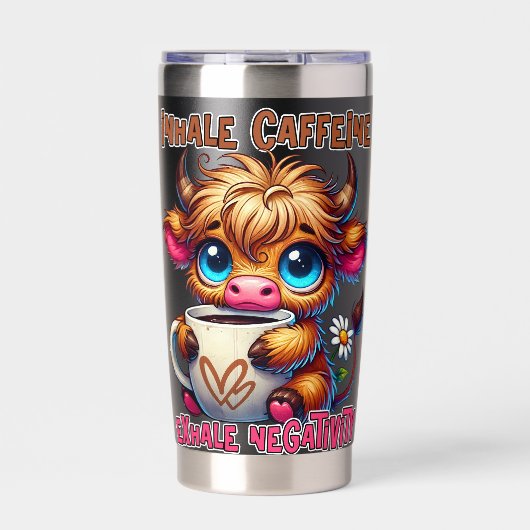 Inhale Caffeine Exhale Negativity Geïsoleerde Drinkbeker (Voorkant)