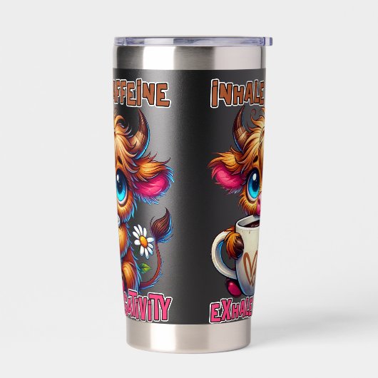 Inhale Caffeine Exhale Negativity Geïsoleerde Drinkbeker (Links)