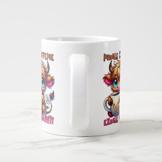 Inhale Caffeine Exhale Negativity Grote Koffiekop (Achterkant)