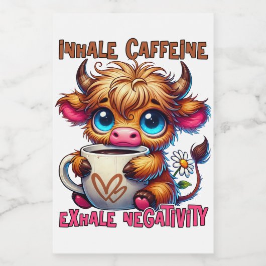 Inhale Caffeine Exhale Negativity  Voedselcontainer Etiket (Enkel label)