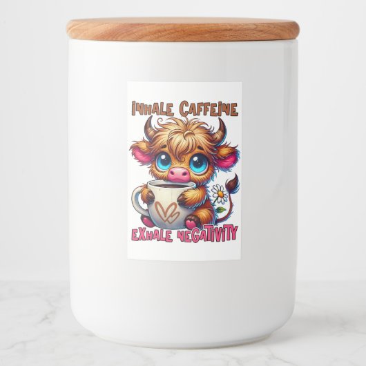 Inhale Caffeine Exhale Negativity  Voedselcontainer Etiket (Voorkant)