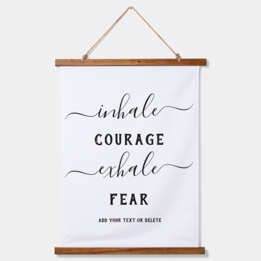 Inhale Exhale Black White Courage Quote Hangend Wandkleed (Voorkant)